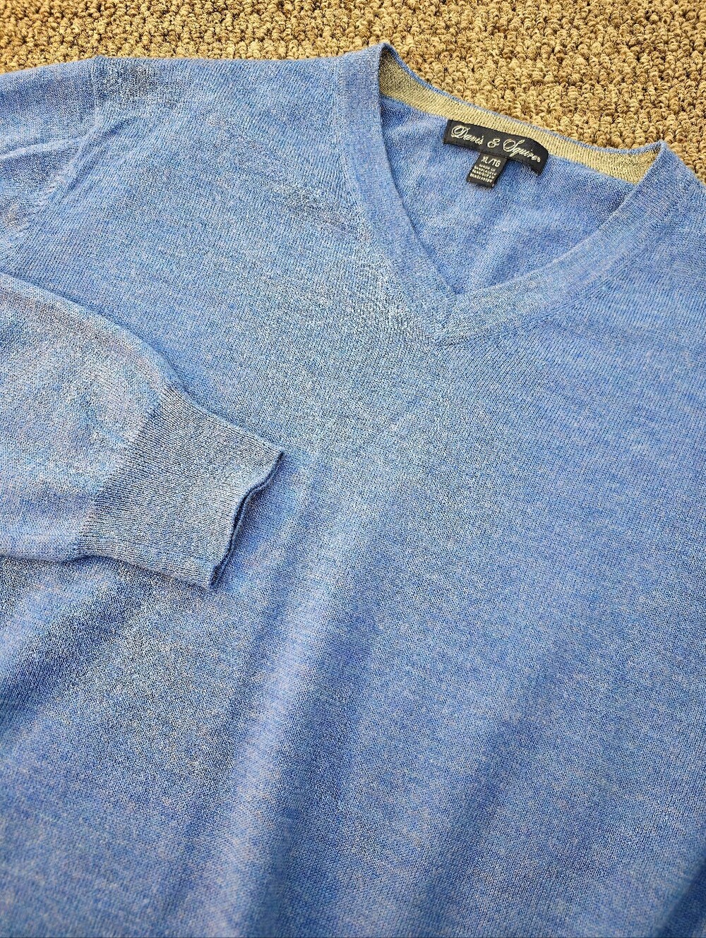 Davis & Squire Men’s V-Neck Merino Wool Blend Sweater Size XL